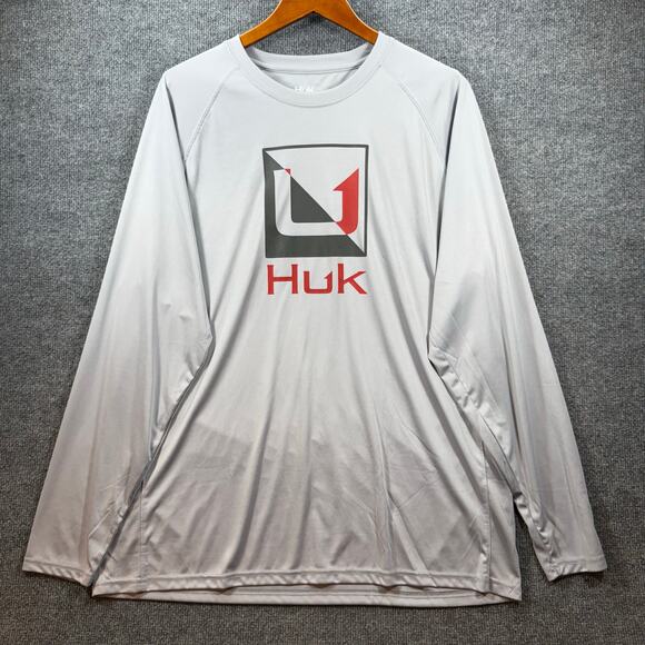 Huk Performance Fabrics Fishing Shirt Men's XXL Gray Logo Graphic Outdoors - Picture 1 of 7